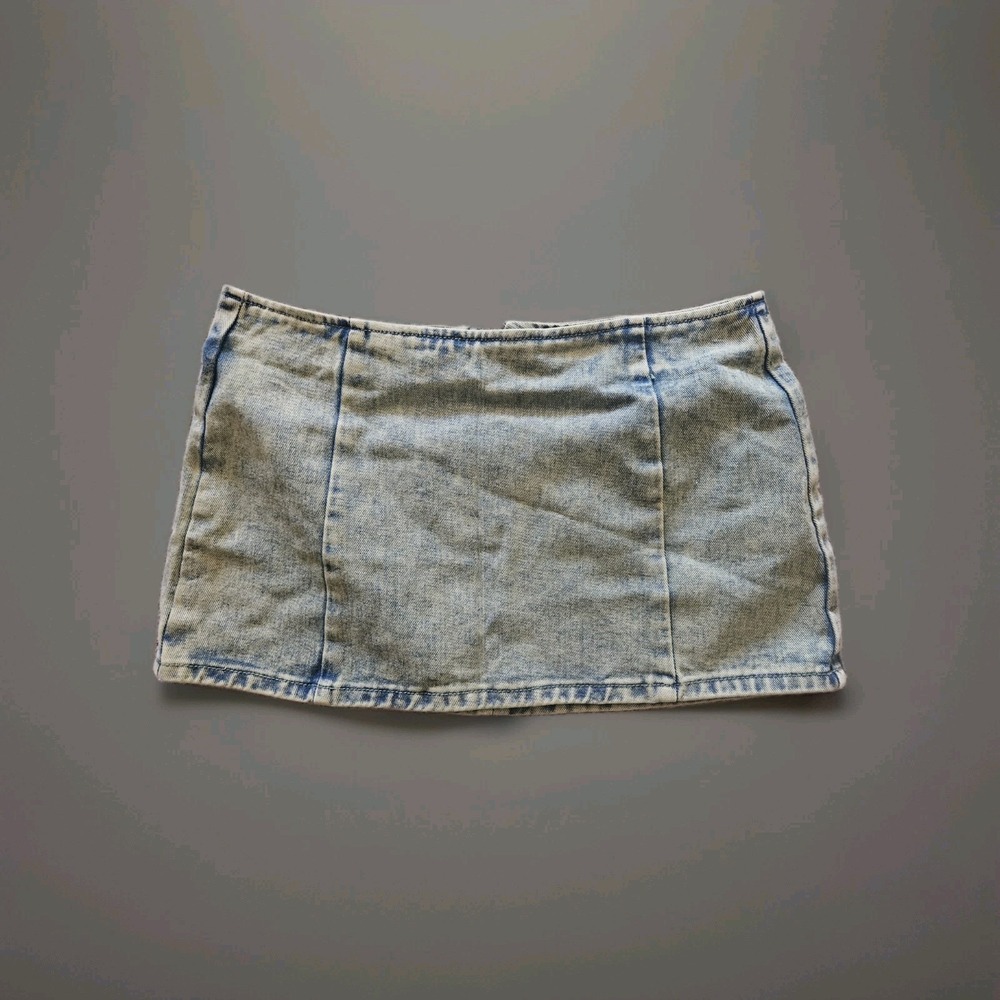 PrettyLittleThing Green Tint Micro Mini Low Rise Denim Skirt NEW NWT Size‎ 8